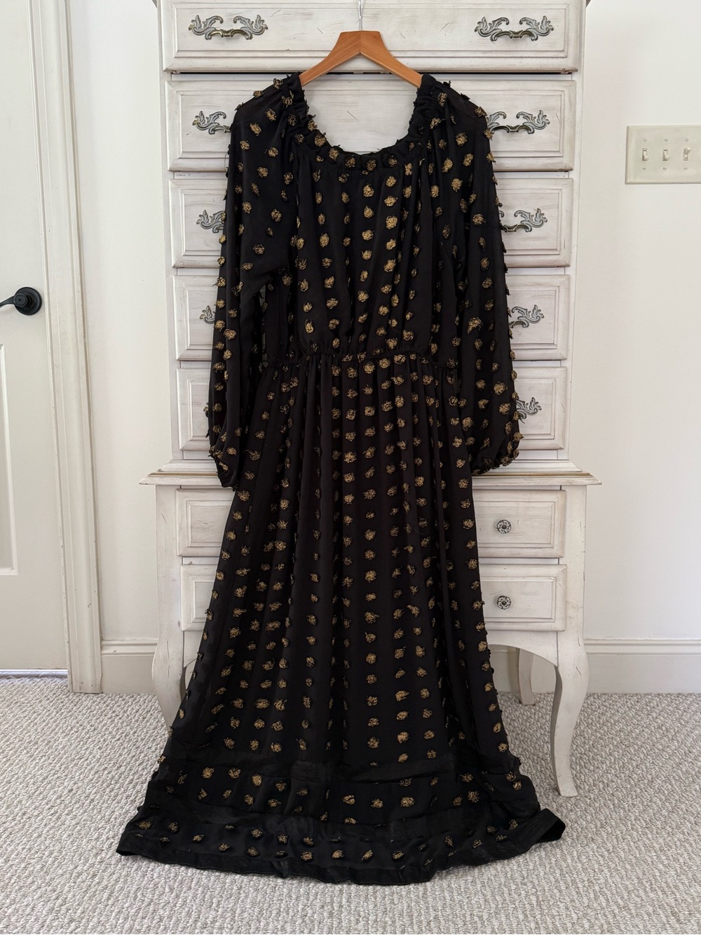 Buru Black Gold Dot Maxi Dress